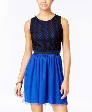 Speechless Juniors' Chevron Lace Tulle Dress