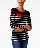 Charter Club Striped Bow-print Top, Only At Macy's