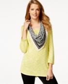 Style & Co. Petite Scoop-neck Top & Printed Scarf, Only At Macy's