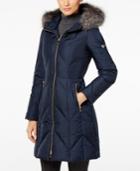 1 Madison Expedition Fox-fur-trim Chevron Hooded Down Puffer Coat