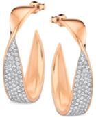 Swarovski Rose Gold-tone Twisted Pave Drop Earrings