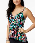 Swim Solutions Color Take Printed Princess-seam Tankini Top Women's Swimsuit