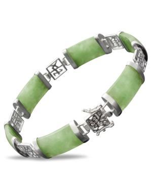 Sterling Silver Bracelet, Jade Link Bracelet