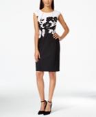 Connected Belted Floral-print Sheath Dress