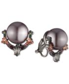 Carolee Hematite-tone Crystal & Imitation Pearl Clip-on Door Knocker Earrings