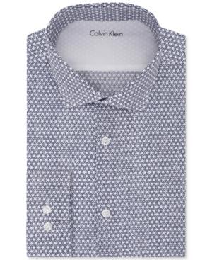 Calvin Klein X Men's Extra-slim Fit Performance Navy Print Dress Shirt