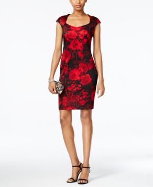 Connected Petite Floral-print Sheath Dress