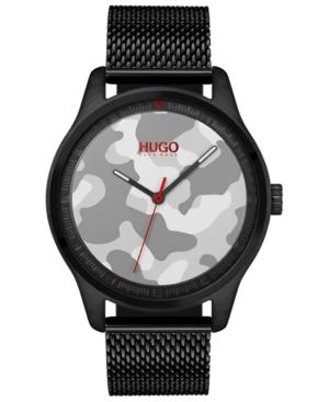 Hugo Men's #move Black Ion-plated Stainless Steel Mesh Bracelet Watch 42mm