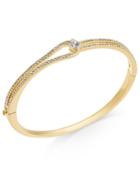 Danori Cubic Zirconia Pave Loop Bangle Bracelet In Gold-plated Brass, Only At Macy's