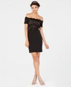 City Studios Juniors' Glitter-lace Off-the-shoulder Dress