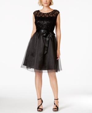 Sl Fashions Plus Sequined Sash-tie Party Dress