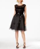 Sl Fashions Plus Sequined Sash-tie Party Dress