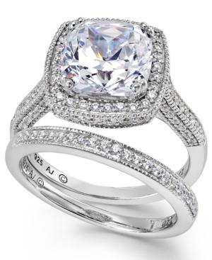 Arabella Sterling Silver Ring Set, Swarovski Zirconia Bridal Ring And Band Set (7-5/8 Ct. T.w.)