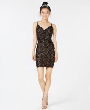 City Studios Juniors' Crystal Lace Bodycon Dress