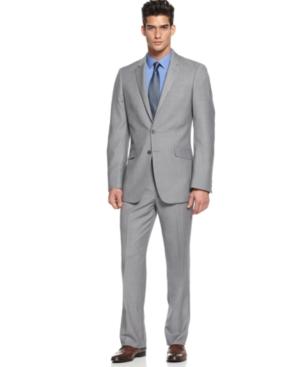 Kenneth Cole Reaction Suit, Light Grey Striped Slim Fit