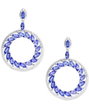 Tanzanite Royale By Effy Tanzanite (4-1/3 Ct. T.w.) And Diamond (1/3 Ct. T.w.) Drop Earrings In 14k White Gold