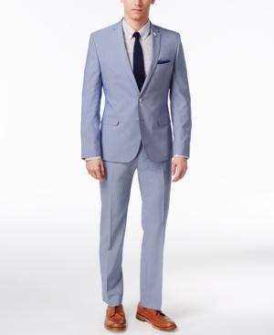 Nick Graham Men's Extra-slim Fit Chambray Mini-stripe Suit