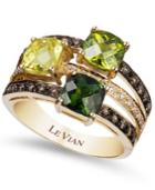 Le Vian Green Tourmaline (7/8 Ct. T.w.), Peridot (7/8 Ct. T.w.), Lemon Quartz (7/8 Ct. T.w.) And Chocolate (1/3 Ct. T.w.) And White Diamond (1/10 Ct. T.w.) Ring In 14k Gold
