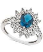 London Blue Topaz (1/2 Ct. T.w.) & Diamond (1/5 Ct. T.w.) Ring In 14k White Gold