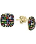Effy Multi-sapphire (1-1/3 Ct. T.w.) & Diamond (1/6 Ct. T.w.) Stud Earrings In 14k Gold