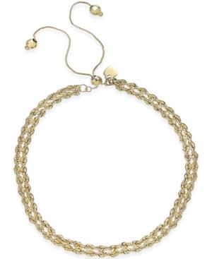 Twisted Rope Adjustable Friendship Bracelet In 14k Gold