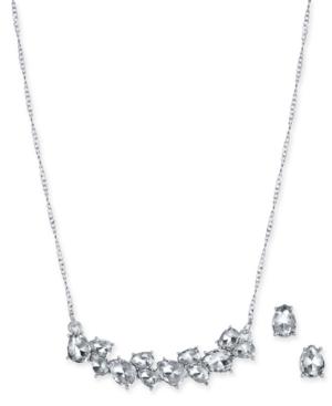 Charter Club Silver-tone Crystal Collar Necklace & Stud Earrings