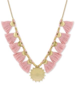 Lucky Brand Gold-tone Pink Fringe Statement Necklace, 19 + 2 Extender
