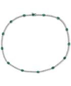 Emerald (7 Ct. T.w.) & White Topaz (2 Ct. T.w.) 17 Collar In Sterling Silver (also In Sapphire & Tanzanite)