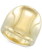 Signature Gold Diamond Accent Curved Concave Ring In 14k Gold Over Resin