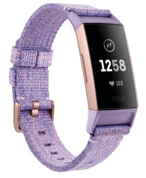Fitbit Charge 3 Unisex Interchangeable Lavender/rose Gold-tone Fabric & Black Elastomer Strap Smart Watch 22.7mm - A Special Edition