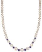 Pink Cultured Freshwater Pearl (7-10mm), Amethyst (2-5/8 Ct. T.w.) And Diamond (9/10 Ct. T.w.) Necklace In Sterling Silver