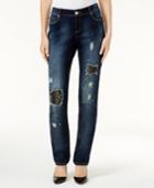 Inc International Concepts Ripped Lace-trim Boyfriend Jeans, Created For Macy's