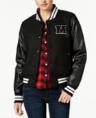 Madden Girl Juniors' Faux-leather-sleeve Bomber Jacket, Created For Macy's