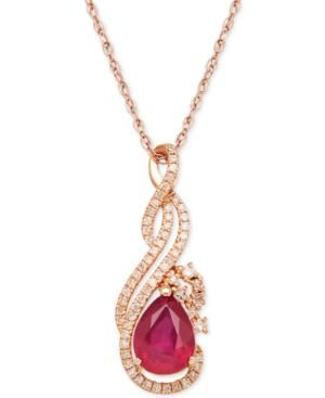Ruby (1-1/3 Ct. T.w.) And Diamond (1/5 Ct. T.w.) Pendant Necklace In 14k Rose Gold