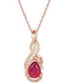 Ruby (1-1/3 Ct. T.w.) And Diamond (1/5 Ct. T.w.) Pendant Necklace In 14k Rose Gold