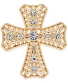 Charter Club Gold-tone Crystal Cross Brooch, Only At Macy's