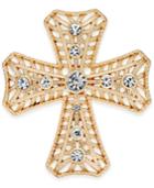 Charter Club Gold-tone Crystal Cross Brooch, Only At Macy's