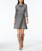 Inc International Concepts Marled-knit Cowl-neck Fit & Flare Sweater Dress, Only At Macy's