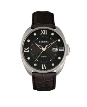 Bertha Quartz Amelia Collection Black Leather Watch 38mm