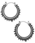 Silver-tone Spiked Aztec Hoop Earrings