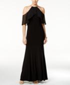 Xscape Cold-shoulder Halter Gown
