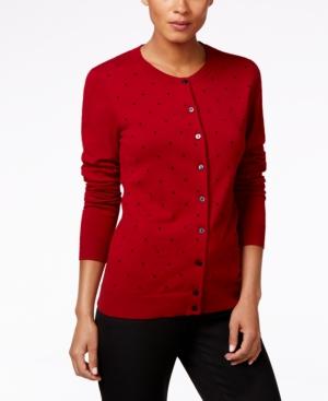 Karen Scott Textured-dot Cardigan, Only At Macy's