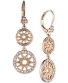 Marchesa Gold-tone Pave Starburst Disc Double Drop Earrings