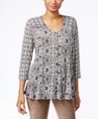Style & Co Printed Swing Blouse, Only At Macy's