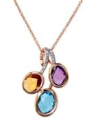 Effy Multi-stone (4 Ct. T.w.) And Diamond Accent Pendant Necklace In 14k Rose Gold