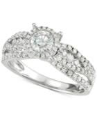 Diamond Halo Engagement Ring (1-1/3 Ct. T.w.) In 14k White Gold