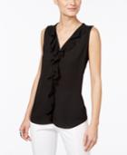 Inc International Concepts Petite Ruffled Zipper Top, Only At Macy's
