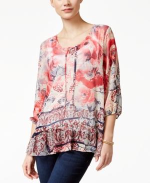 Style & Co. Floral-print Ruffled Blouse, Only At Macy's