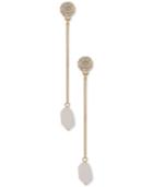 Abs By Allen Schwartz Gold-tone Crystal And Stone Linear Drop Earrings
