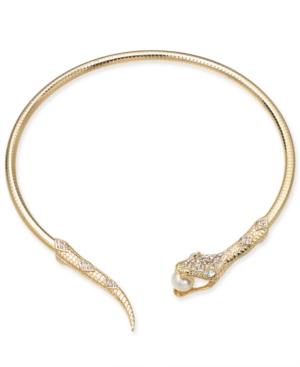 Thalia Sodi Gold-tone Crystal & Imitation Pearl Snake 5 Choker Necklace, Created For Macy's